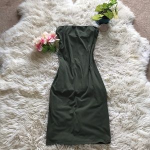 Olive green strapless dress